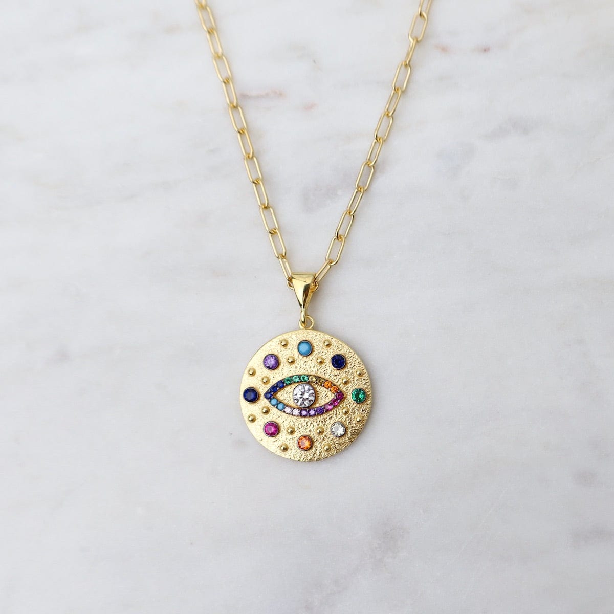 Rainbow evil deals eye necklace