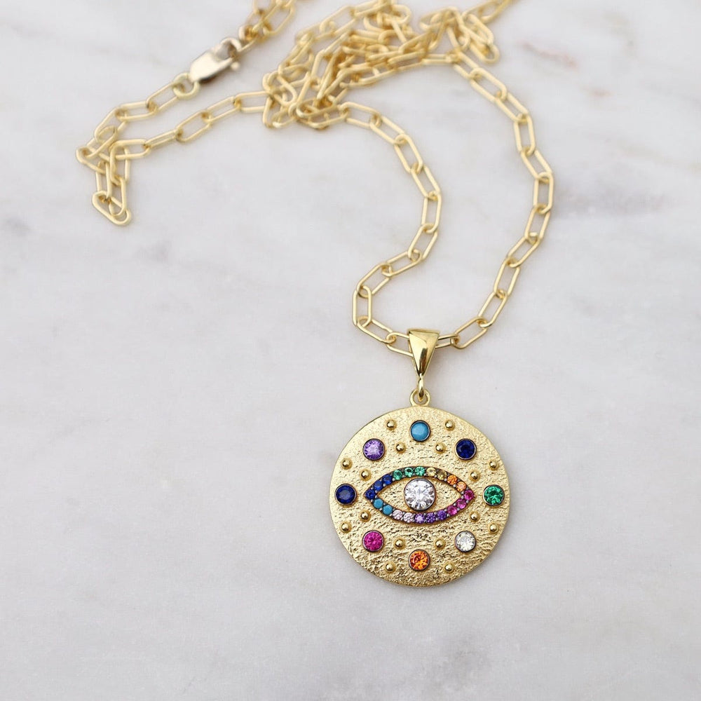 
                  
                    NKL-VRM Rainbow Evil Eye Medallion Necklace
                  
                