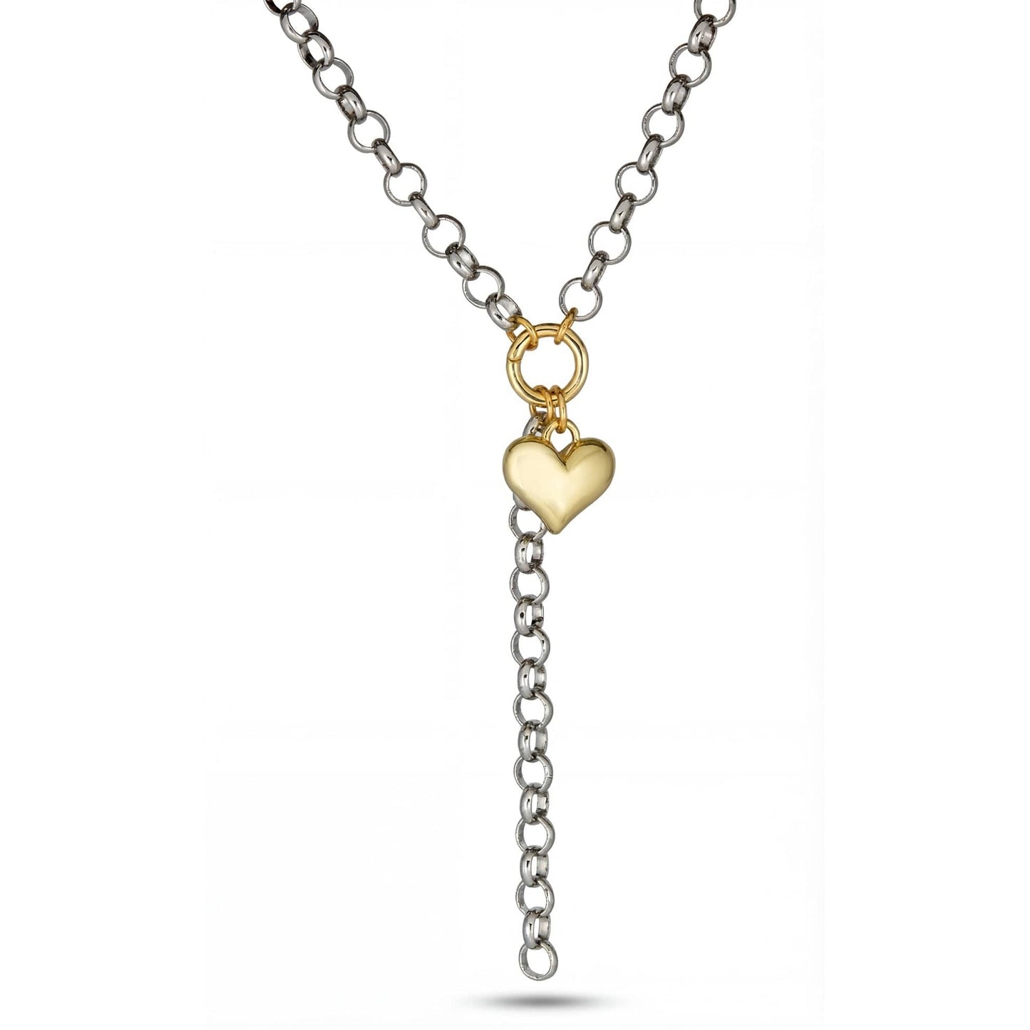 NKL-VRM Rolo Chain and Puffy Heart Tassel Necklace