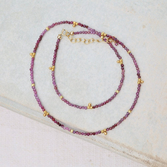 Load image into Gallery viewer, NKL-VRM Ruby, 24kt Vermeil Charms &amp;amp; Beads Necklace
