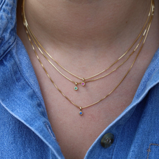 NKL-VRM Ruby with Milgrain Edge Necklace - Gold Vermeil