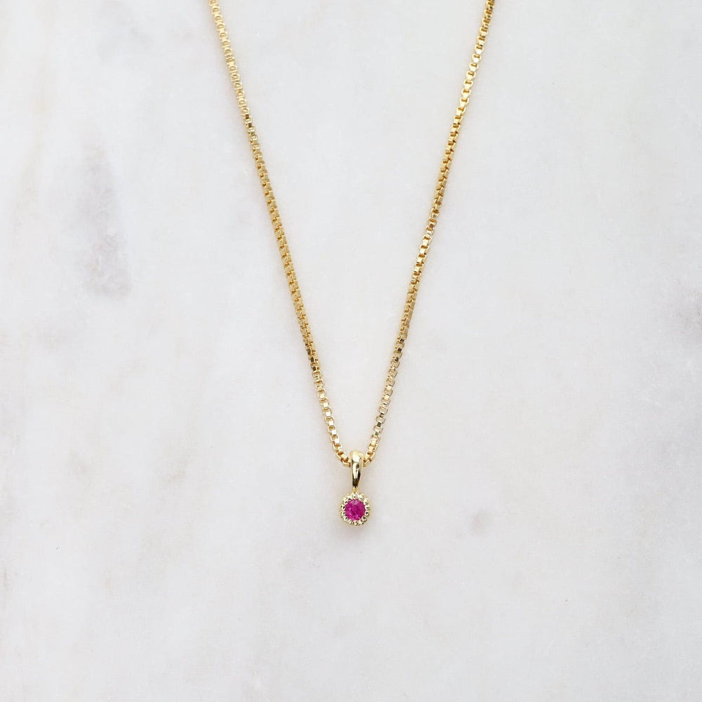 
                      
                        NKL-VRM Ruby with Milgrain Edge Necklace - Gold Vermeil
                      
                    