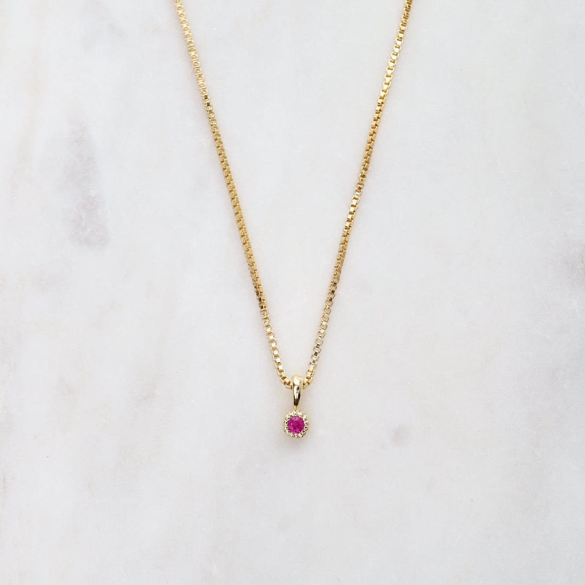 NKL-VRM Ruby with Milgrain Edge Necklace - Gold Vermeil