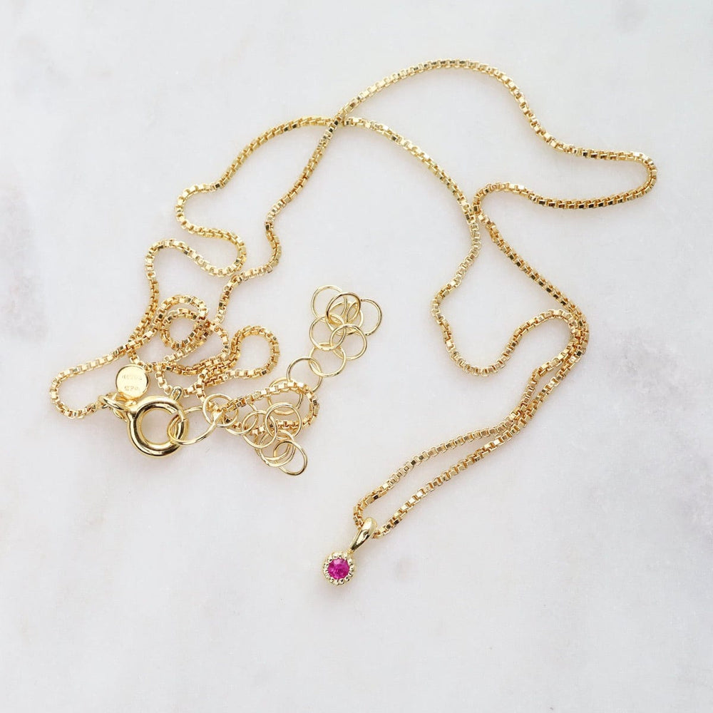 
                      
                        NKL-VRM Ruby with Milgrain Edge Necklace - Gold Vermeil
                      
                    