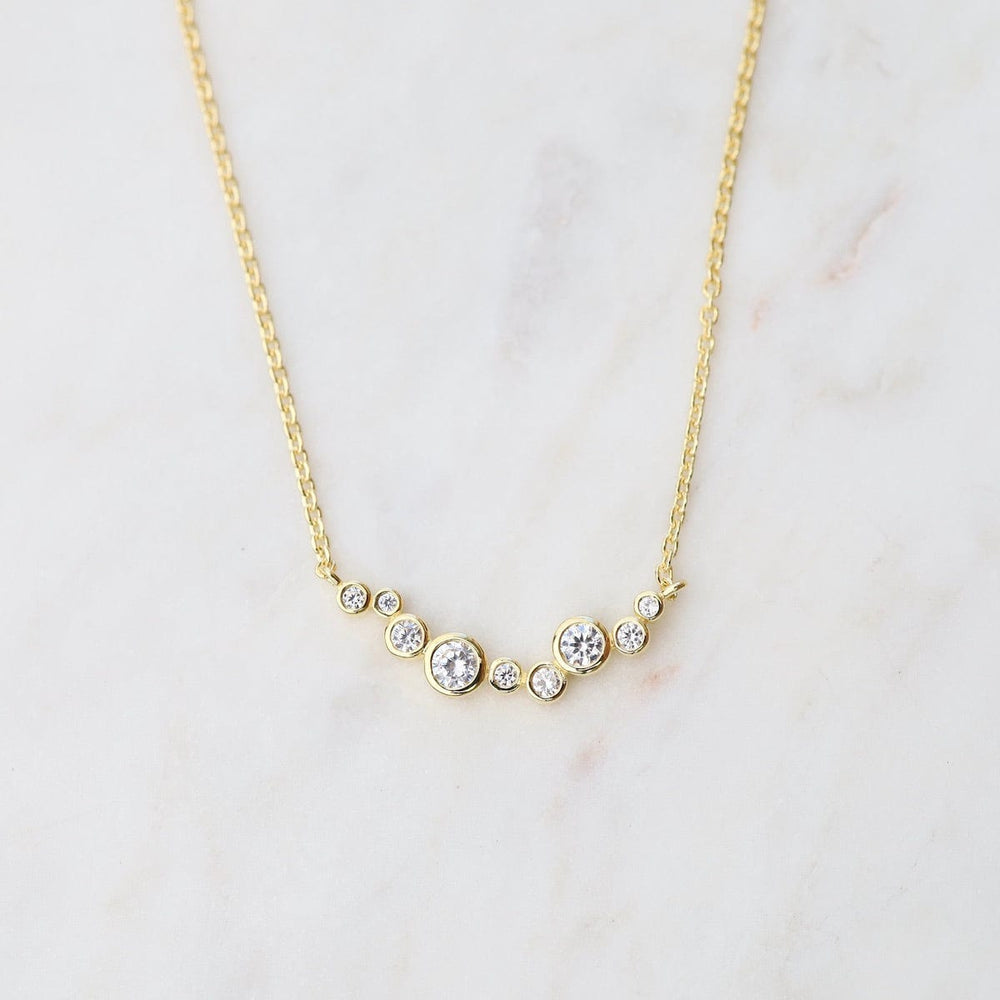 NKL-VRM Scattered Bezel-Set CZ Dots Necklace - Gold Vermeil