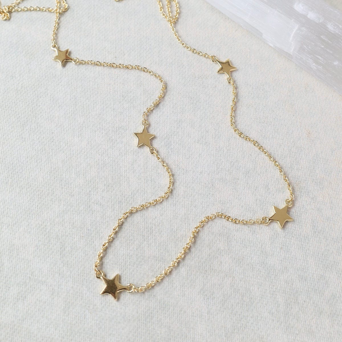 NKL-VRM Short Star Station Necklace – Polished Gold Vermeil