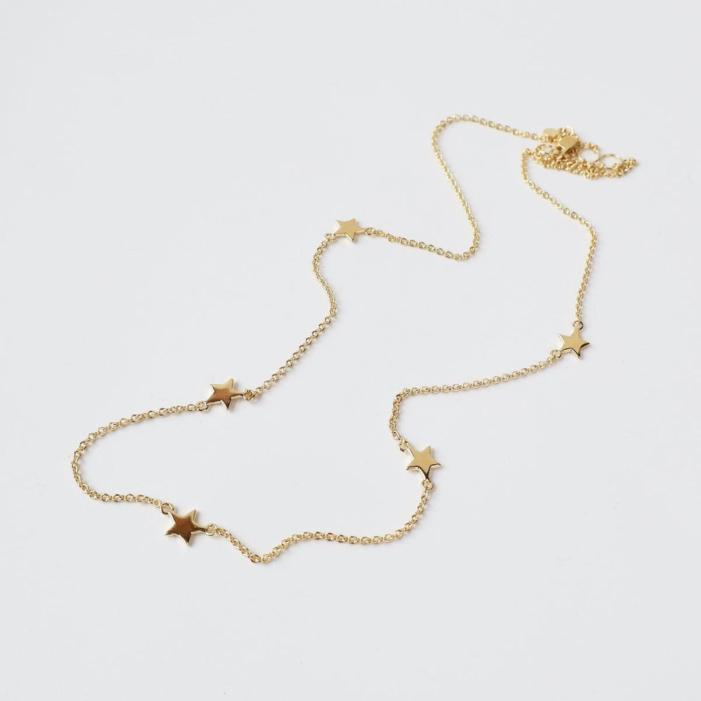 
                  
                    NKL-VRM Short Star Station Necklace – Polished Gold Vermeil
                  
                