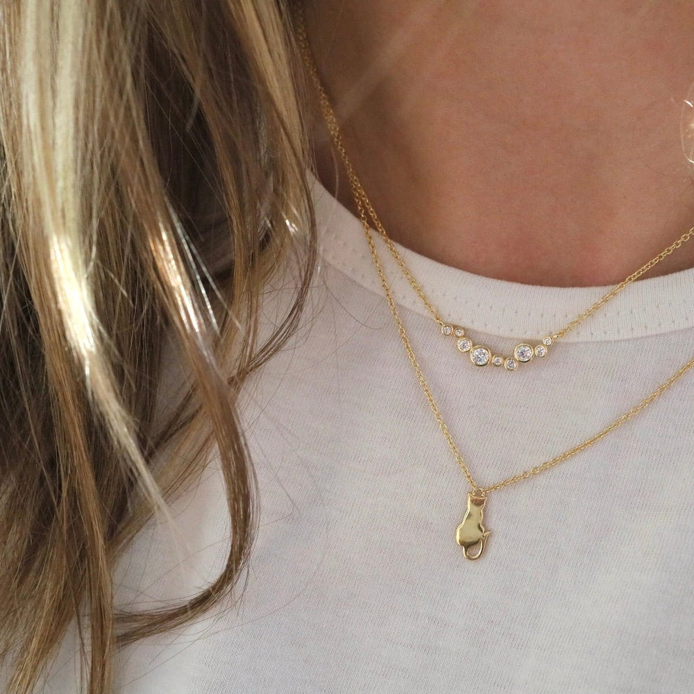 NKL-VRM Sitting Cat Necklace - Gold Vermeil