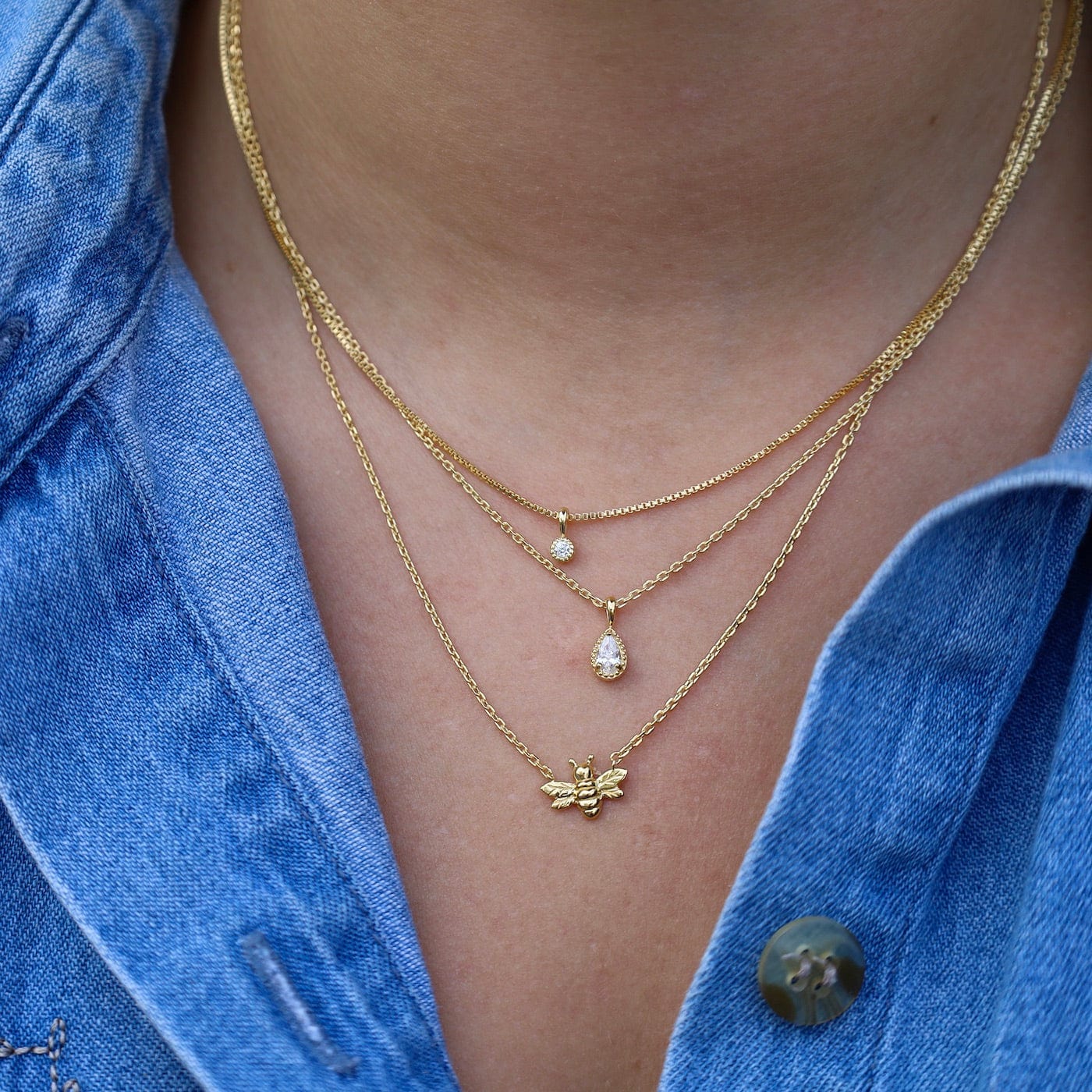 NKL-VRM Small Bee Necklace - Gold Vermeil