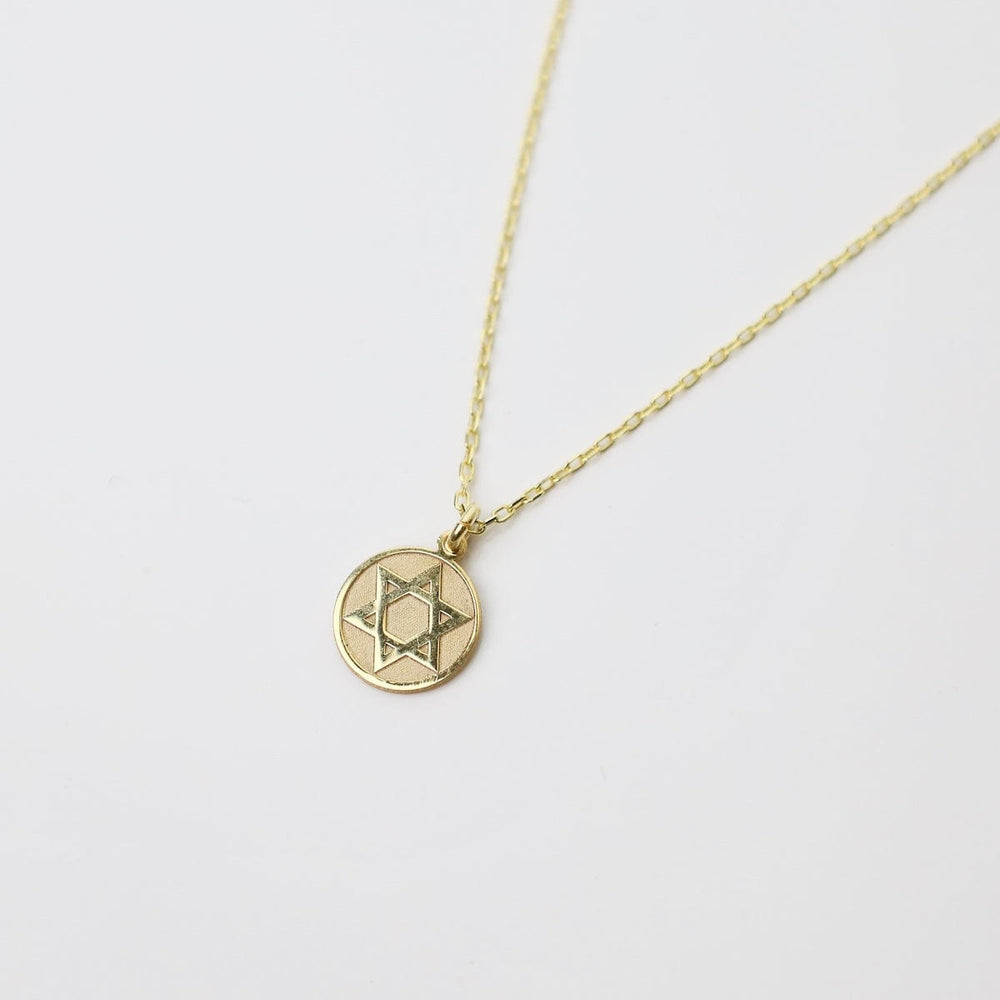 
                  
                    NKL-VRM Star of David Disc Gold Plated Necklace
                  
                