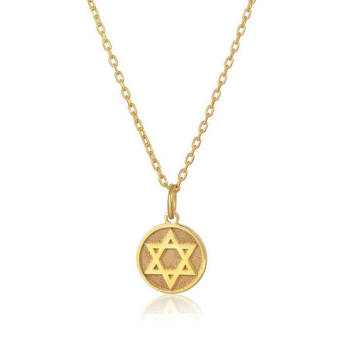 NKL-VRM Star of David Disc Gold Plated Necklace