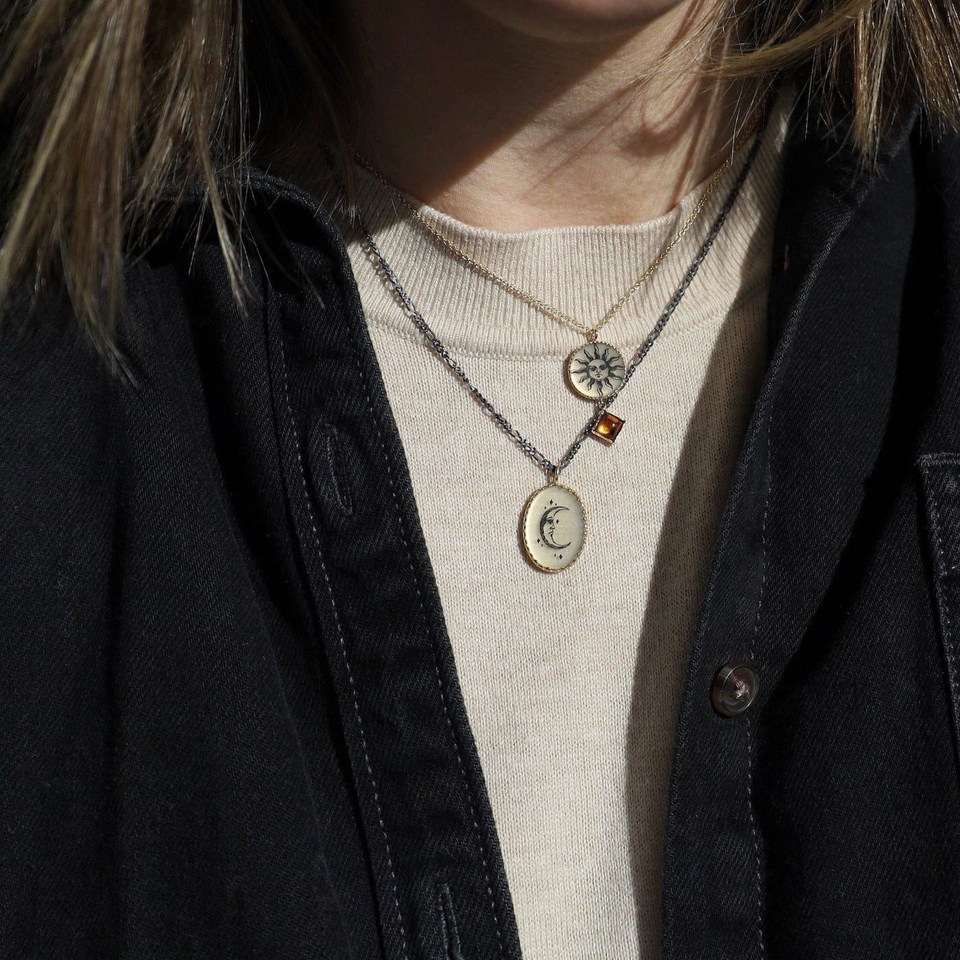 NKL-VRM Sun and Citrine Droplet Necklace
