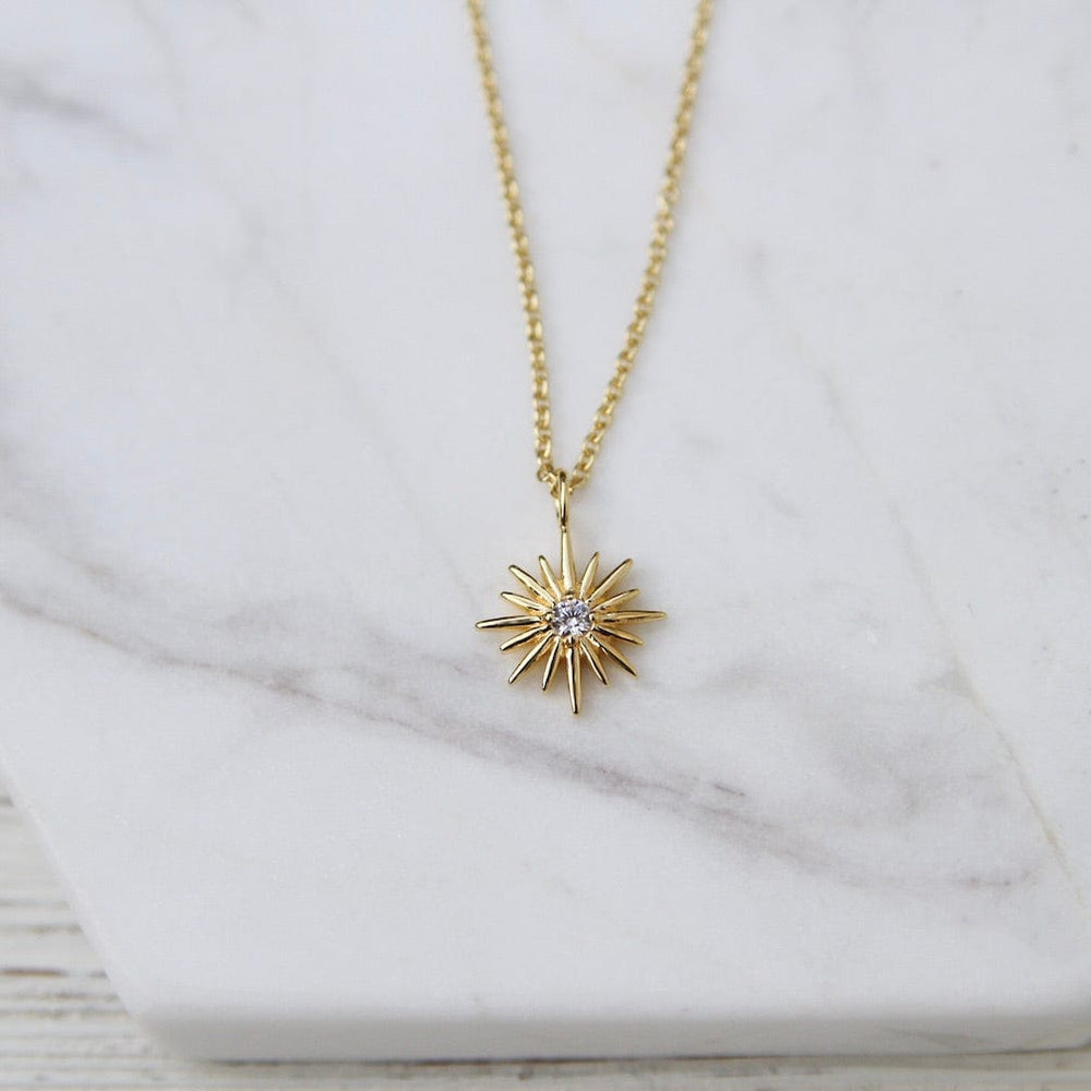 
                  
                    NKL-VRM Sunburst with Center CZ Necklace - 14k Gold Vermei
                  
                