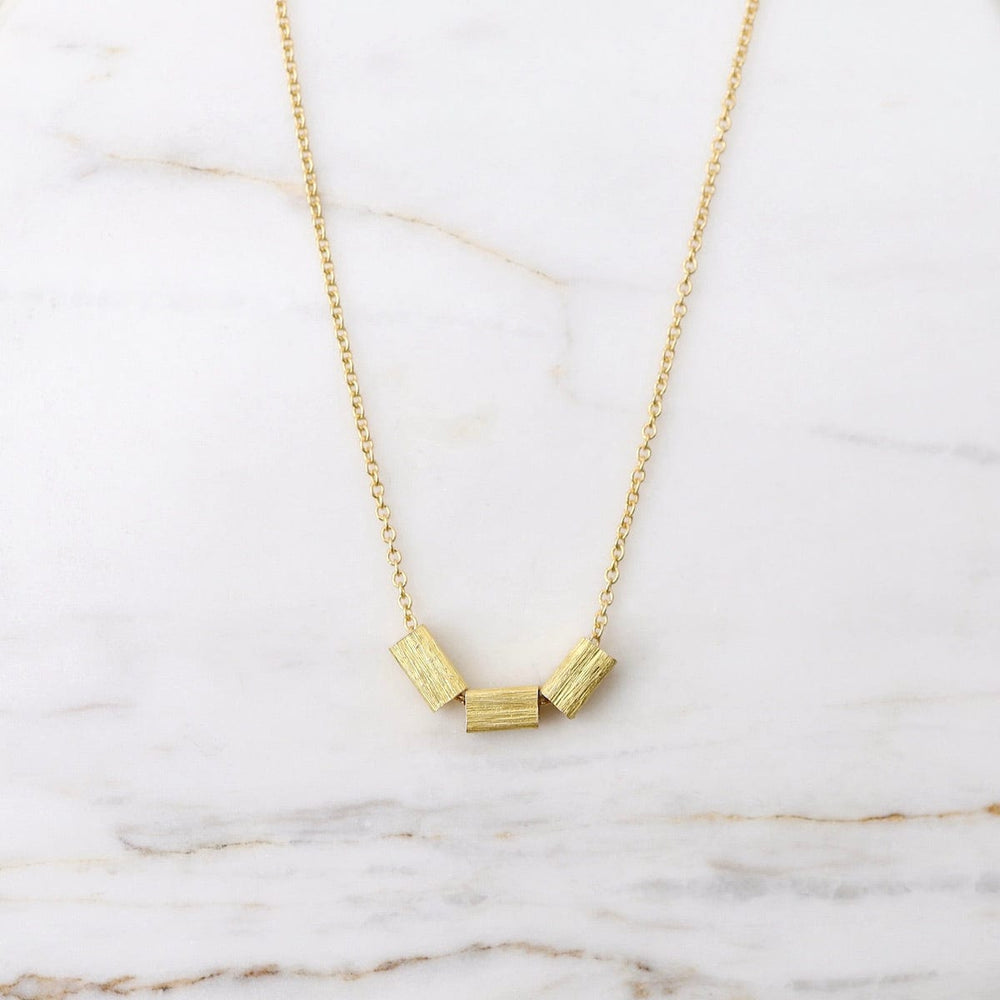 NKL-VRM Three Brushed Gold Vermeil Squares Necklace