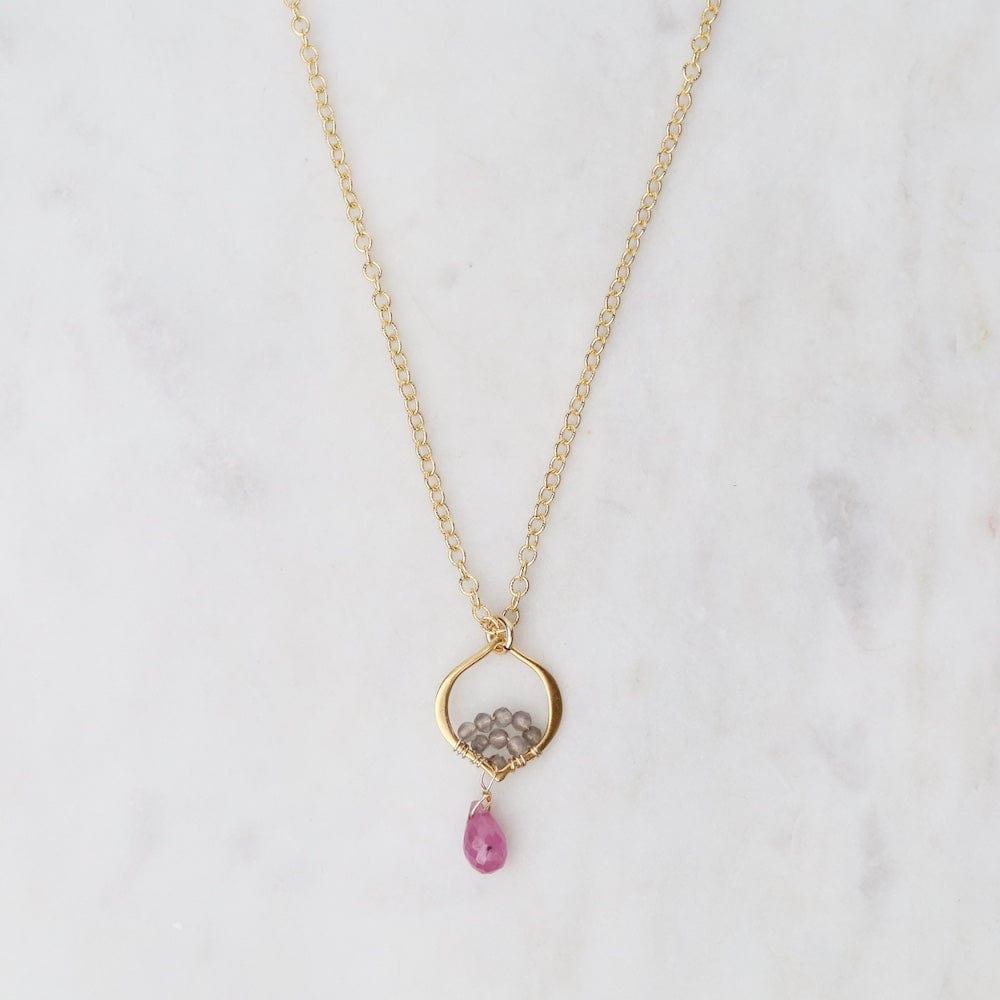 NKL-VRM Tiny Arabrsque Necklace with Pink Sapphire