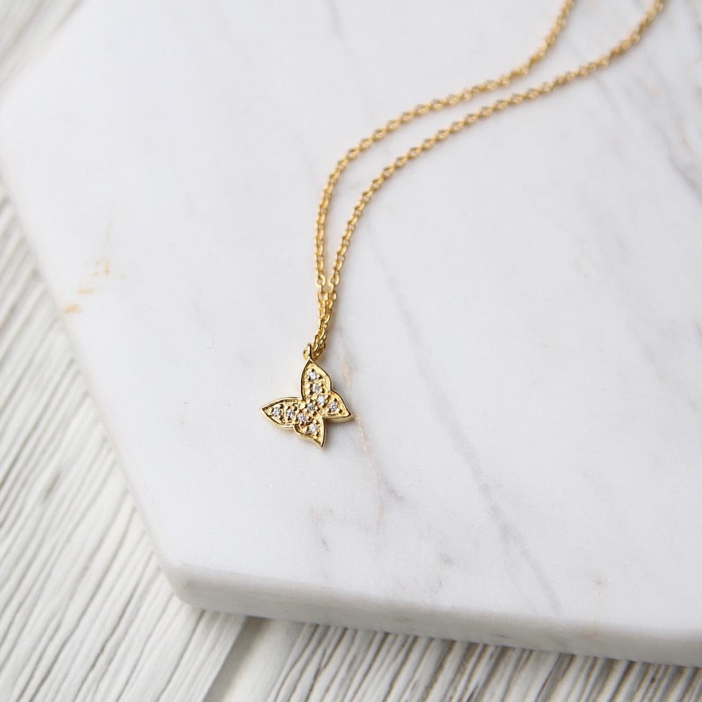 
                      
                        NKL-VRM Tiny CZ Pave Butterfly Necklace - Gold Vermeil
                      
                    