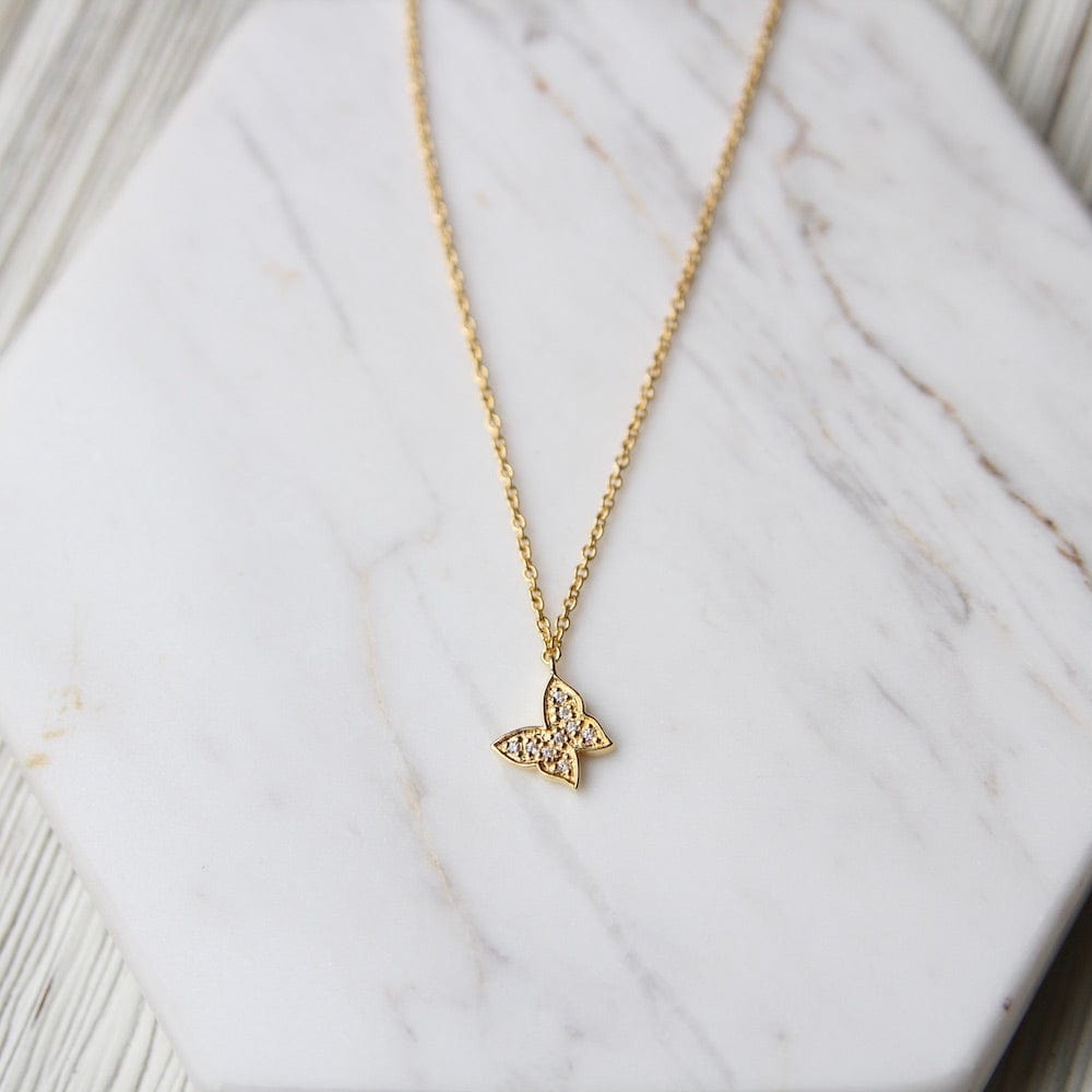 
                      
                        NKL-VRM Tiny CZ Pave Butterfly Necklace - Gold Vermeil
                      
                    