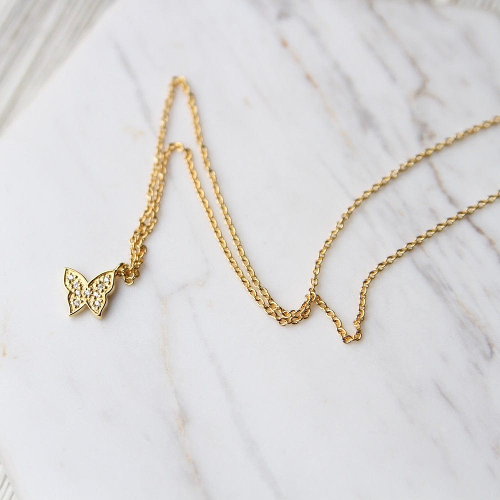 
                      
                        NKL-VRM Tiny CZ Pave Butterfly Necklace - Gold Vermeil
                      
                    