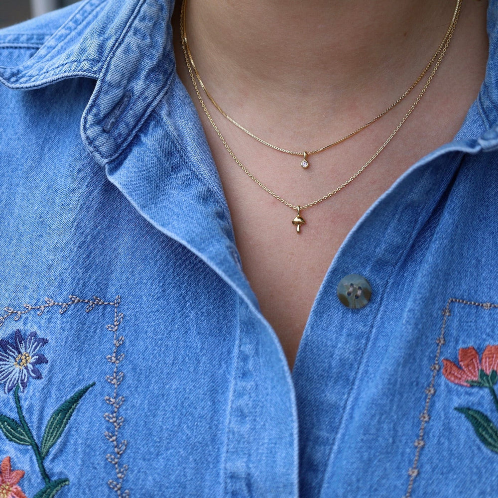 
                  
                    NKL-VRM Tiny Mushroom Necklace - Gold Vermeil
                  
                