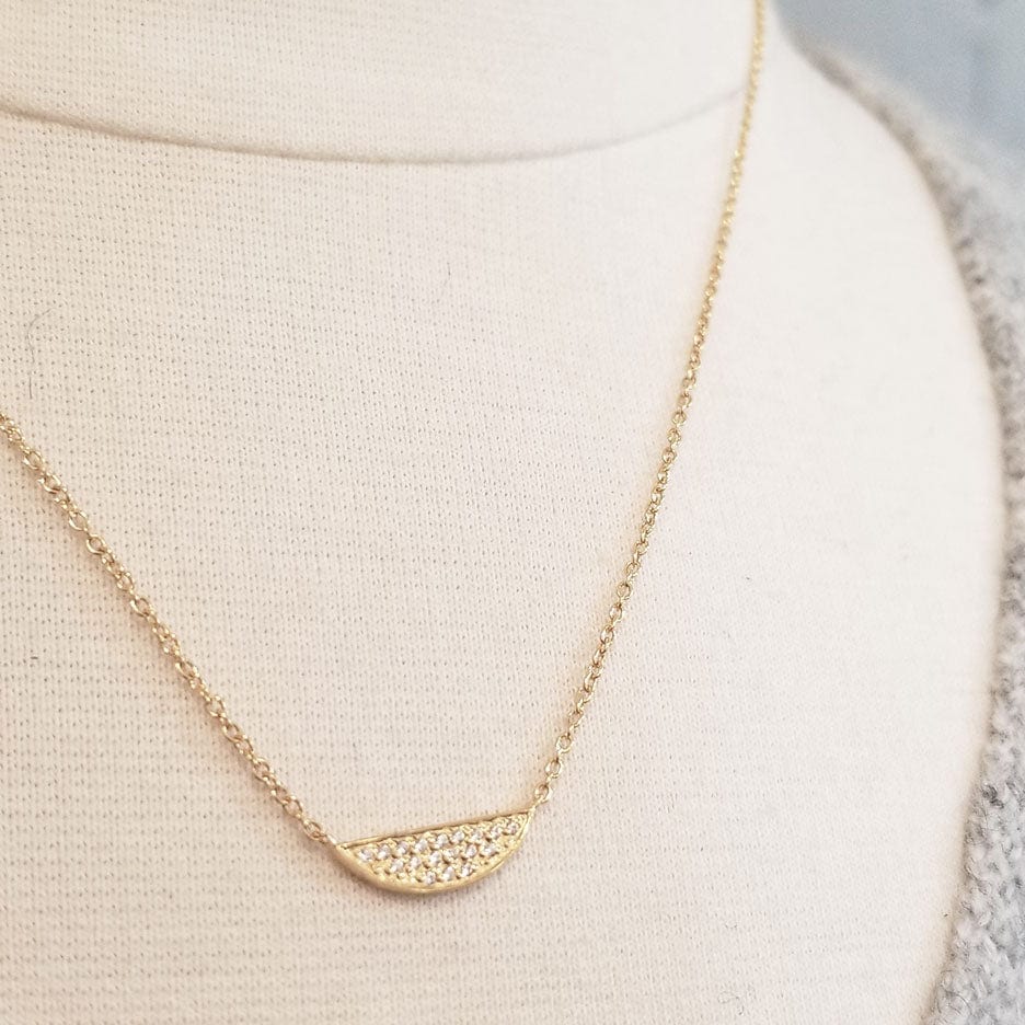 NKL-VRM Vermeil CZ Pave Half Moon Necklace