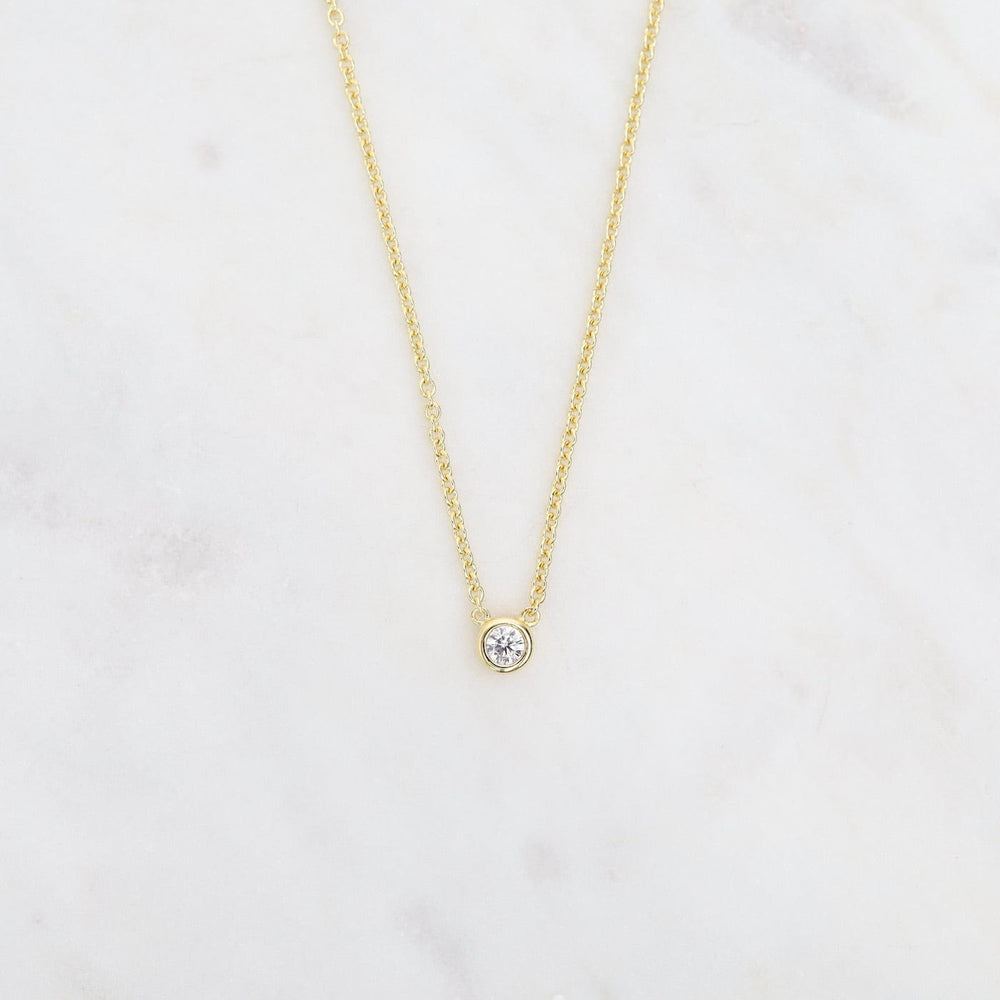 NKL-VRM Vermeil CZ Solitaire Necklace