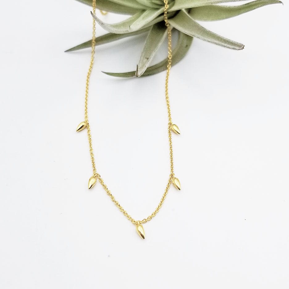 NKL-VRM Vermeil Dangling Dewdrops Necklace