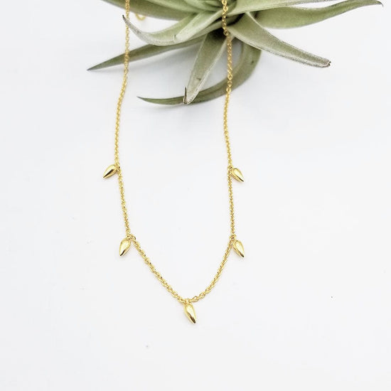 Load image into Gallery viewer, NKL-VRM Vermeil Dangling Dewdrops Necklace
