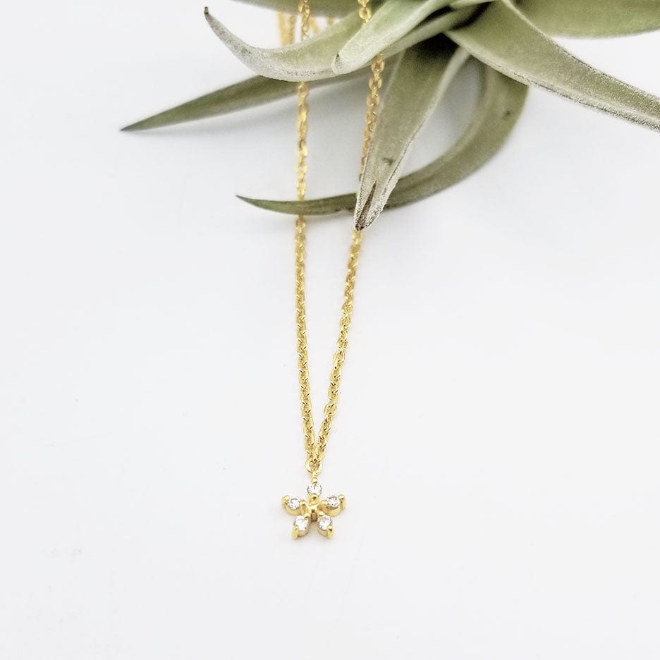 
                  
                    NKL-VRM Vermeil Tiny CZ Flower Necklace
                  
                