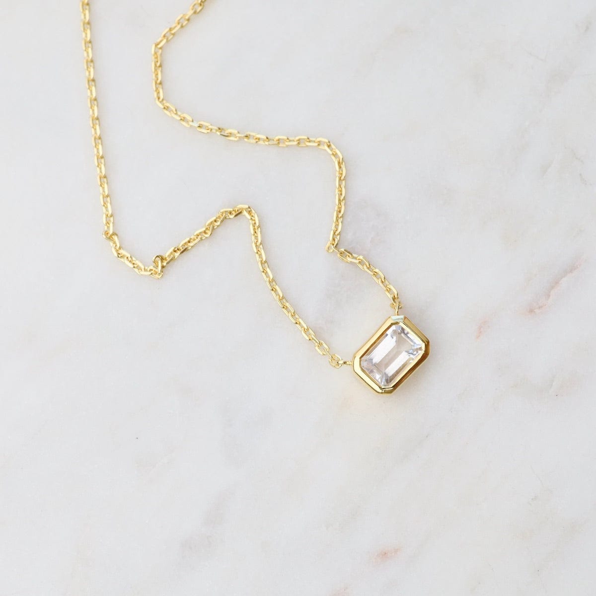 NKL-VRM Vermeil White Topaz Solitaire Necklace