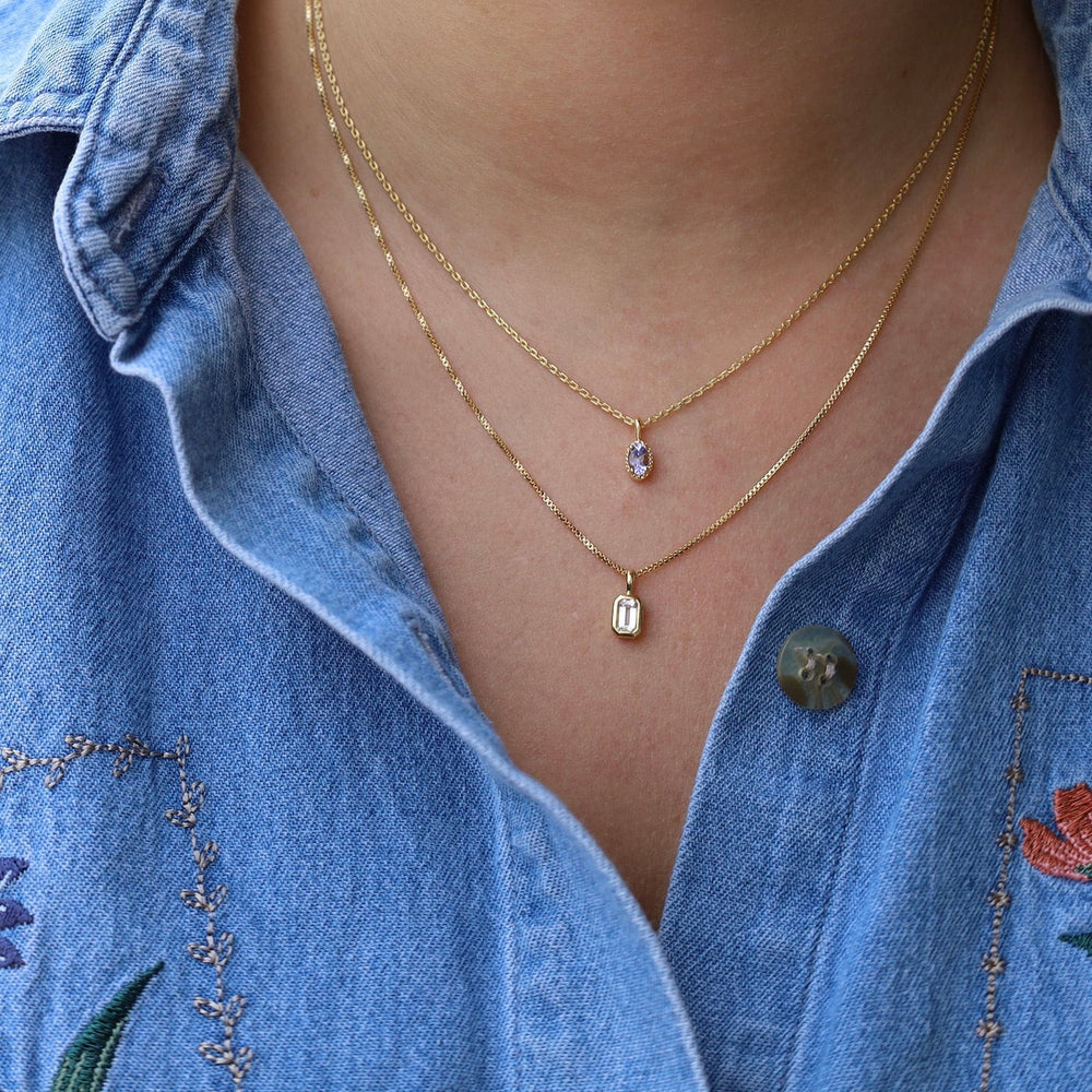 
                  
                    NKL-VRM White Topaz Vertical Octagon Necklace - Gold Vermeil
                  
                