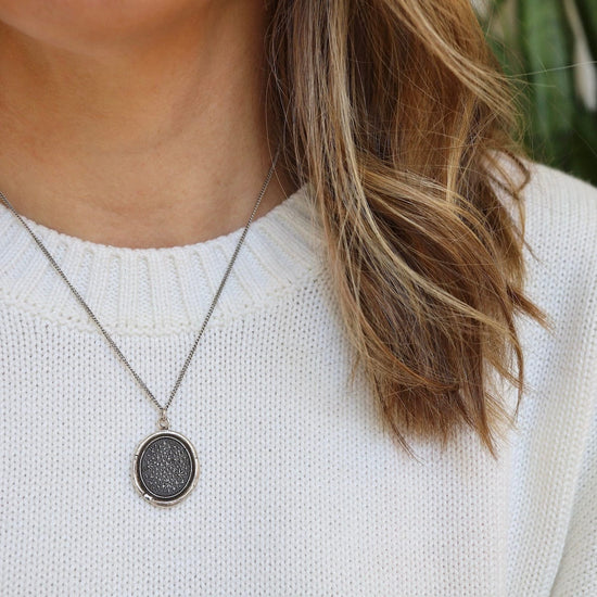 Beck Round Box Chain Necklace in Oxidized Sterling Silver