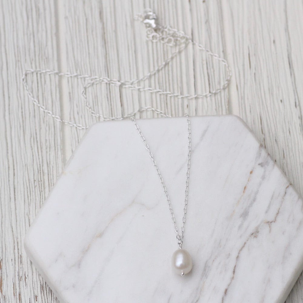 NKL White Freshwater Pearl on Chain Necklace