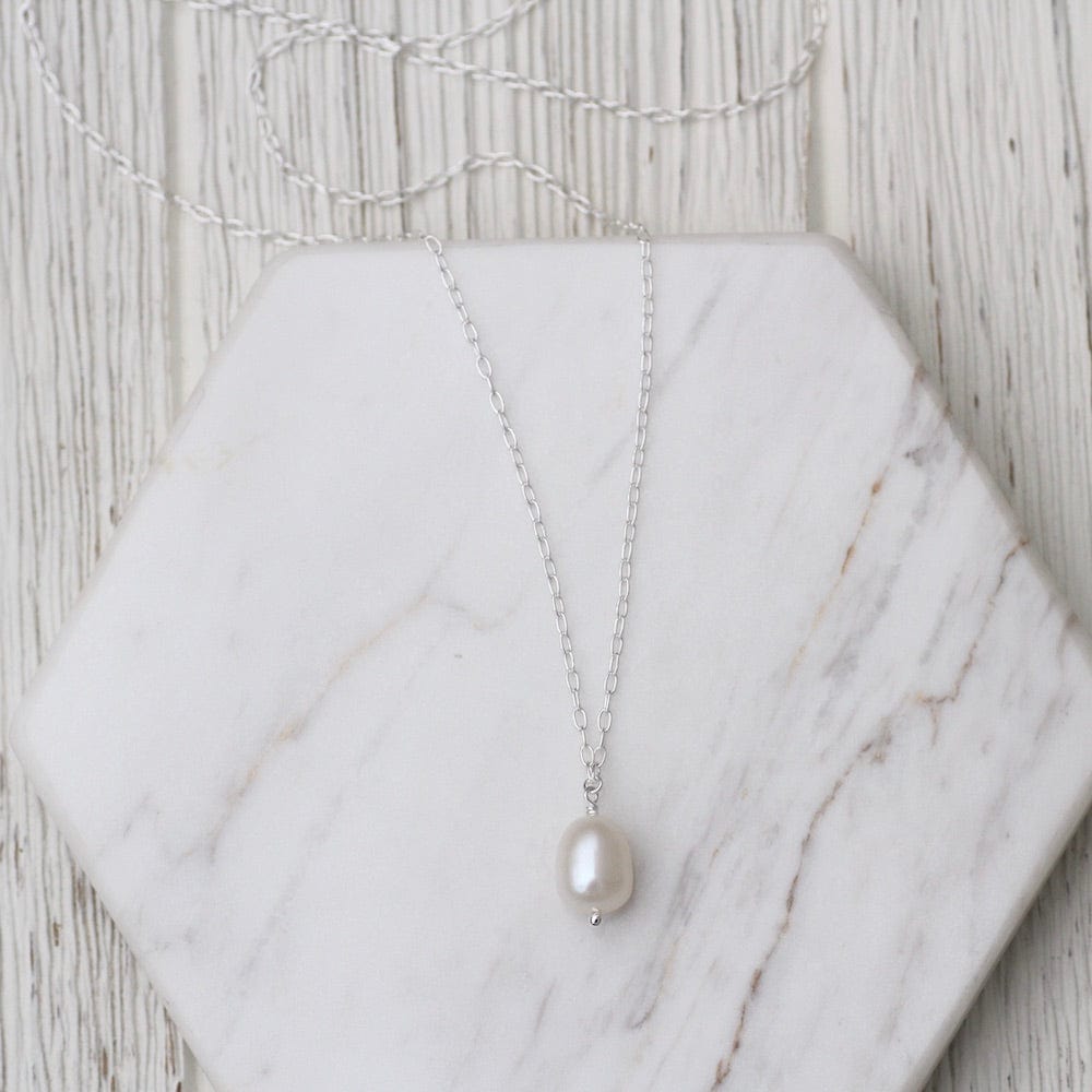 NKL White Freshwater Pearl on Chain Necklace