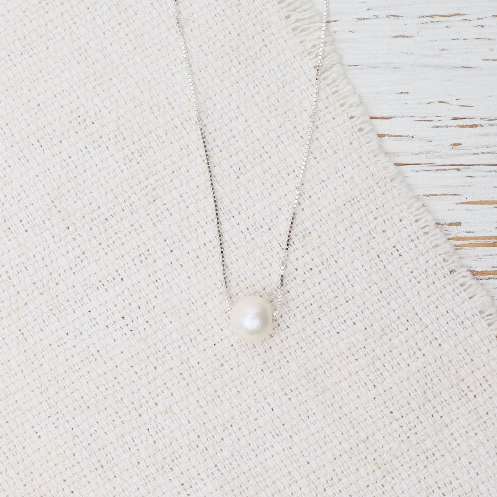 NKL White Pearl 18" Box Chain Necklace