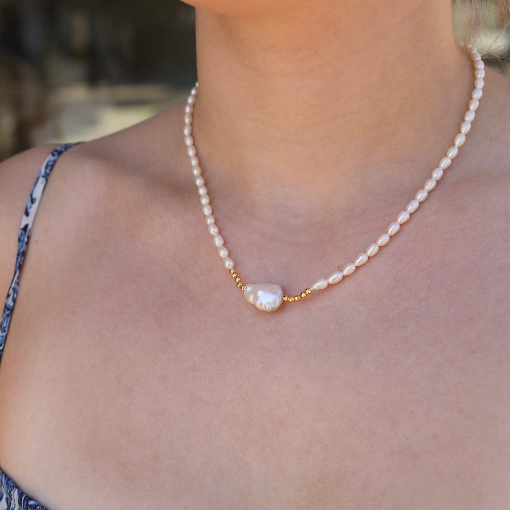 NKL White Pearl Nugget Necklace