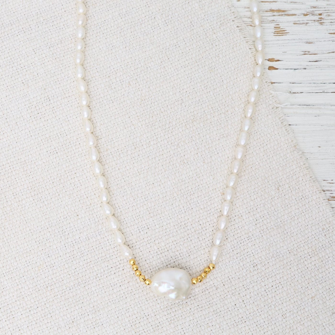 NKL White Pearl Nugget Necklace