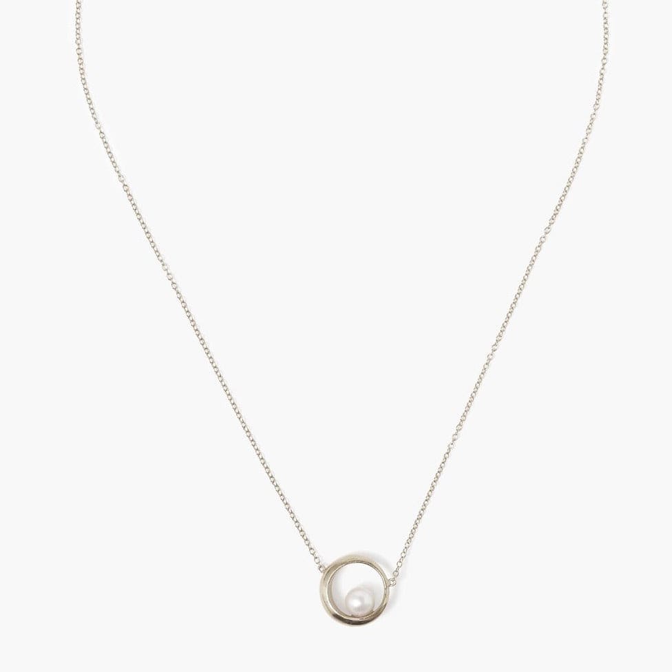 Load image into Gallery viewer, NKL White Pearl Silver Arc Necklace
