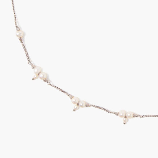 NKL White Pearl & Silver Pyramid Necklace