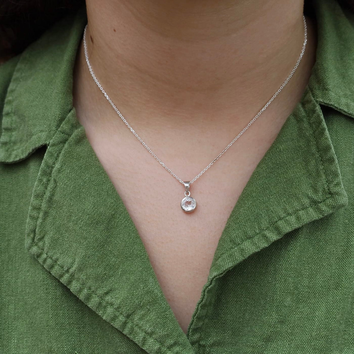 NKL White Topaz Dot Pendant Necklace