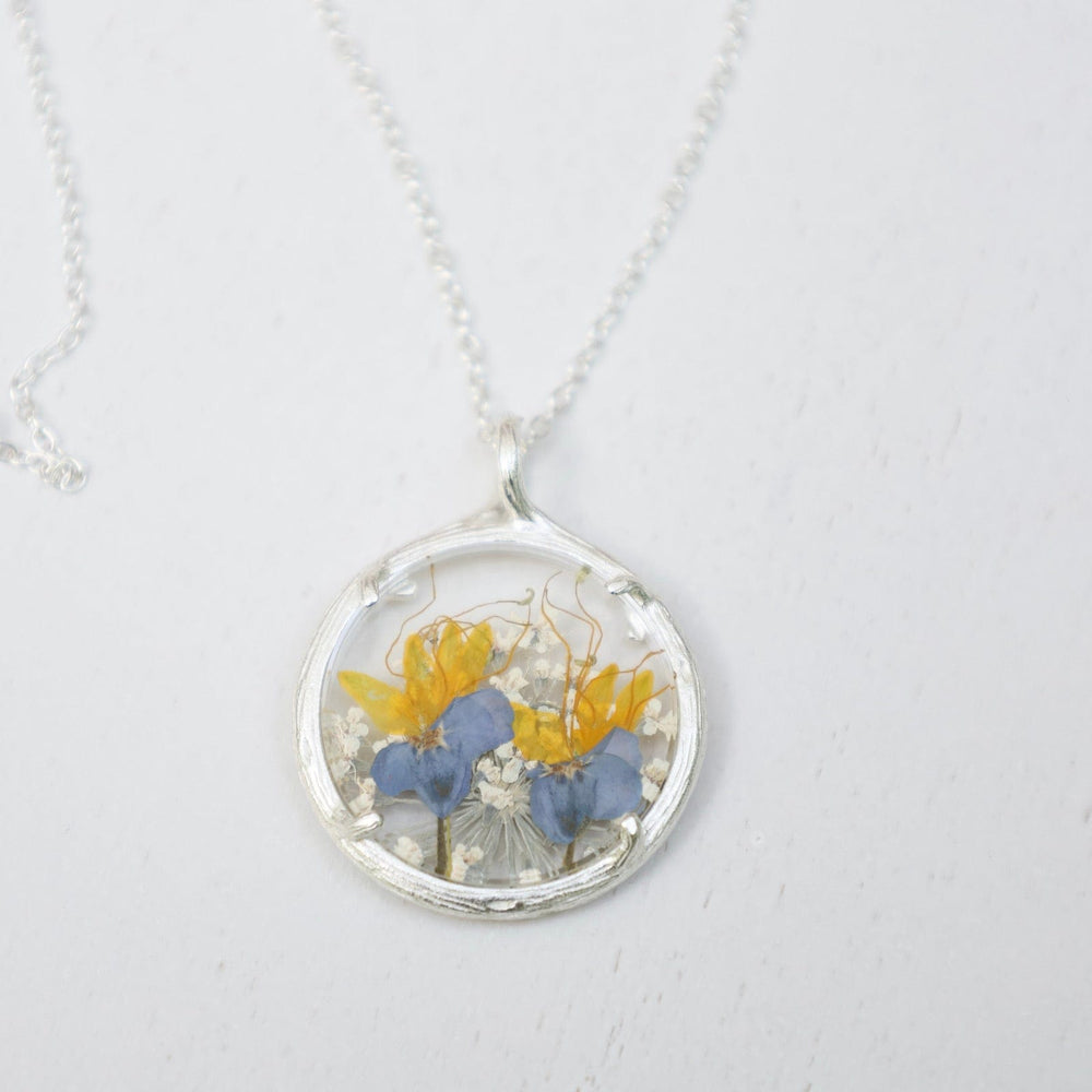 
                  
                    NKL Yellow Purple Fields Small Glass Botanical Necklace - Recycled Sterling Silver
                  
                