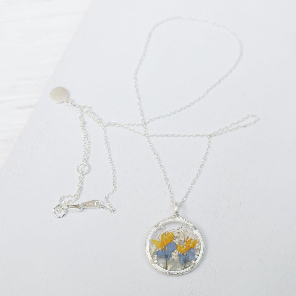 
                  
                    NKL Yellow Purple Fields Small Glass Botanical Necklace - Recycled Sterling Silver
                  
                