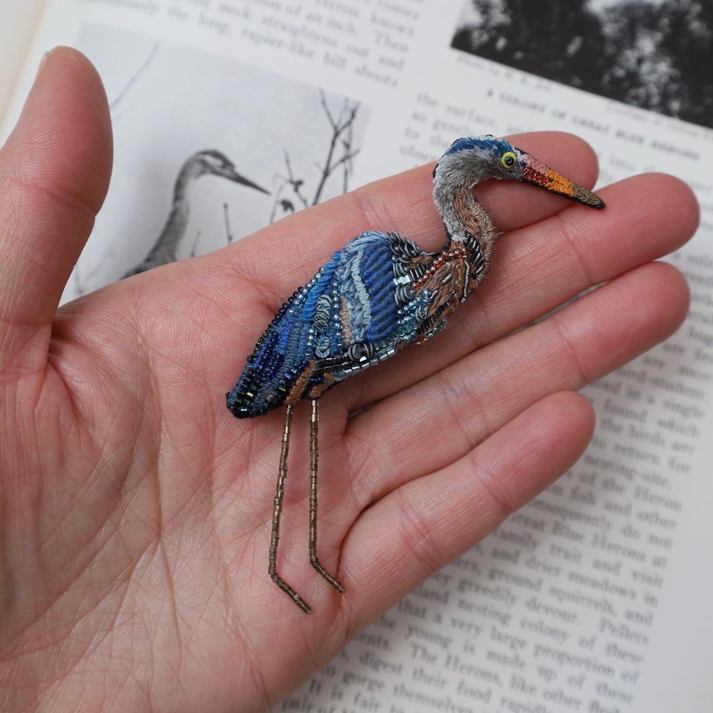 PIN Blue Heron Brooch Pin