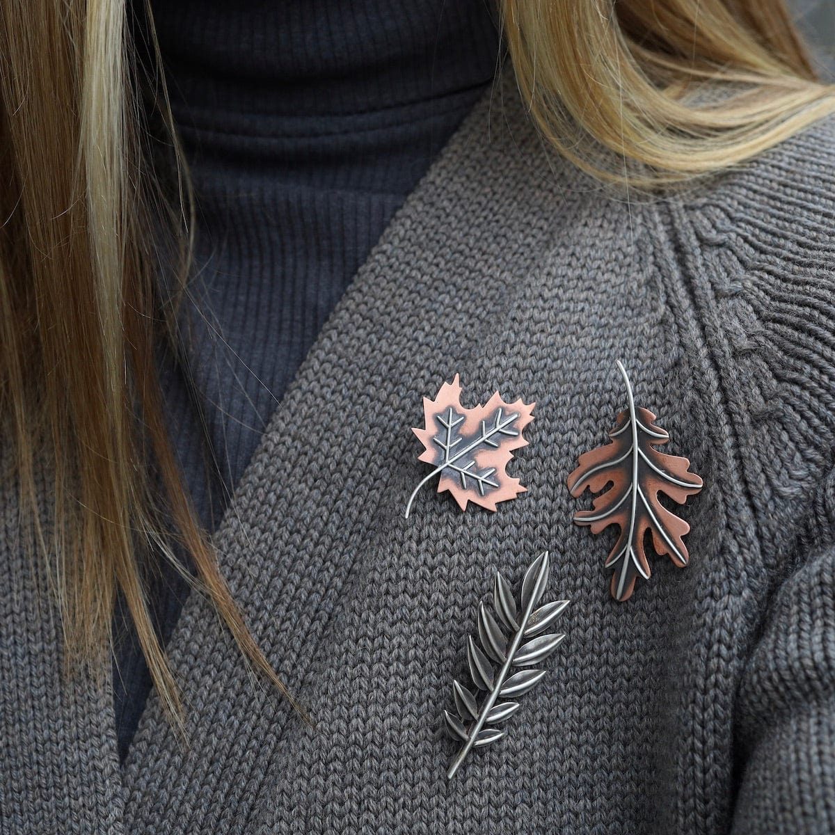 PIN Copper & Sterling Silver Small Maple Leaf Pin