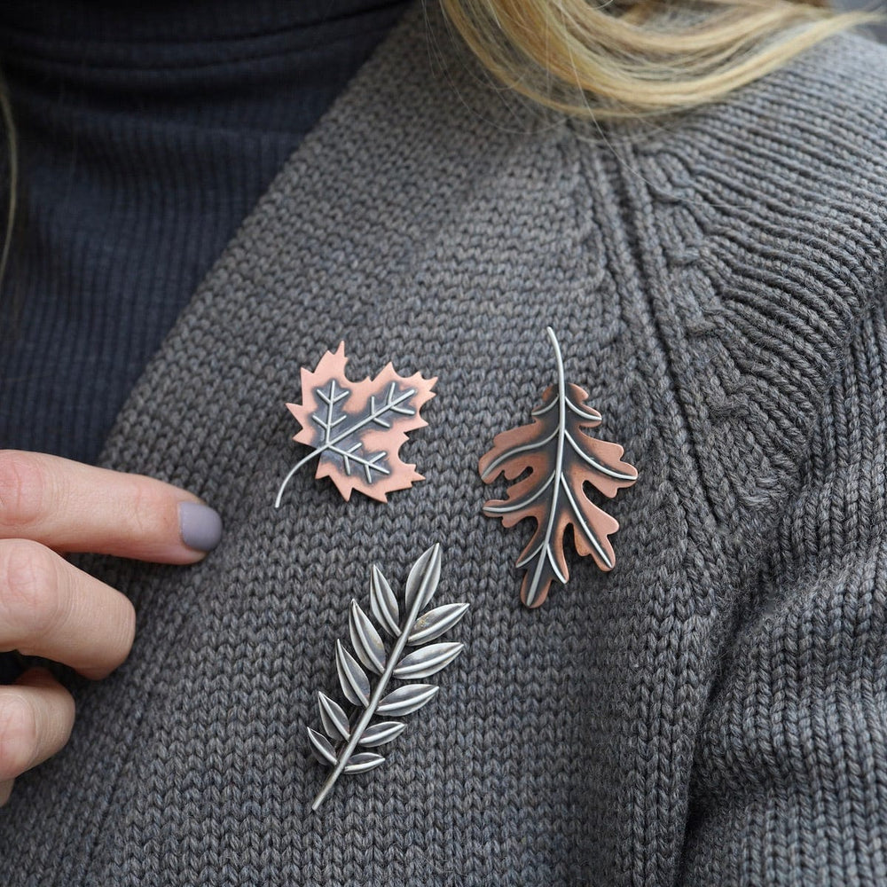 
                      
                        PIN Copper & Sterling Silver Small Oak Leaf Pin
                      
                    