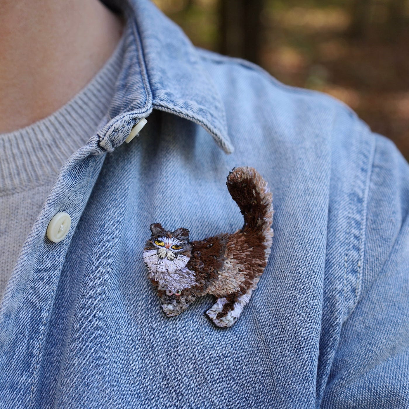 PIN Fluffy Cat Brooch Pin