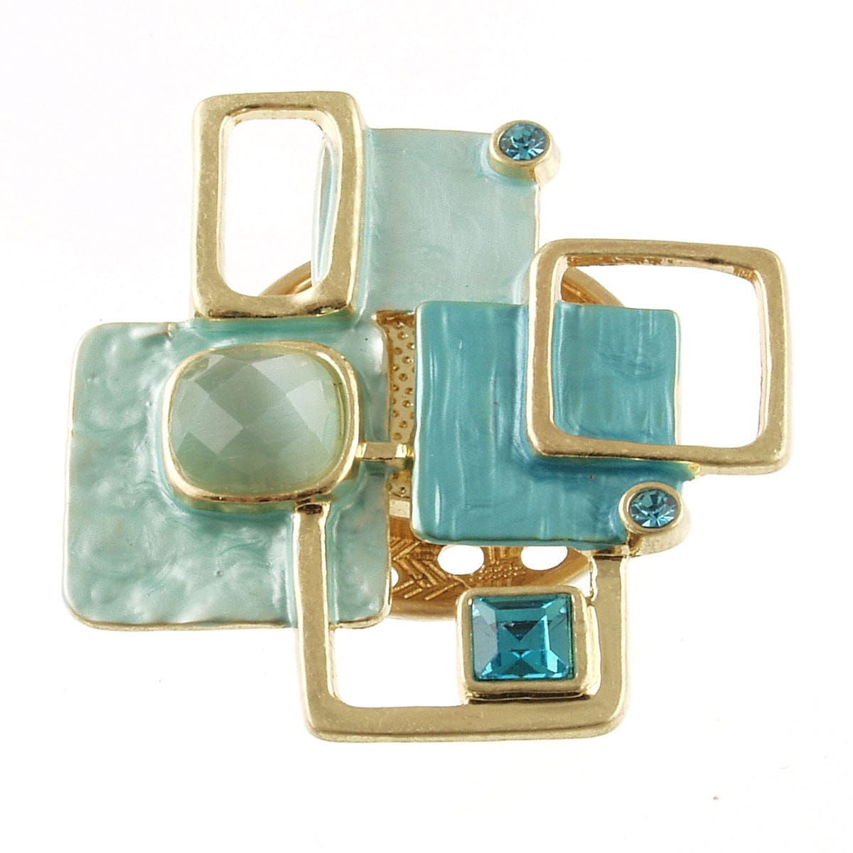 PIN-JM Aqua Geometric Crystal Magnetic Brooch