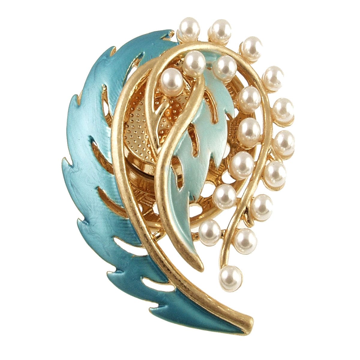 PIN-JM Aqua Paisly Pearl Magnetic Brooch