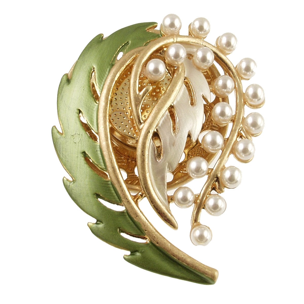 PIN-JM Green Paisly Pearl Magnetic Brooch