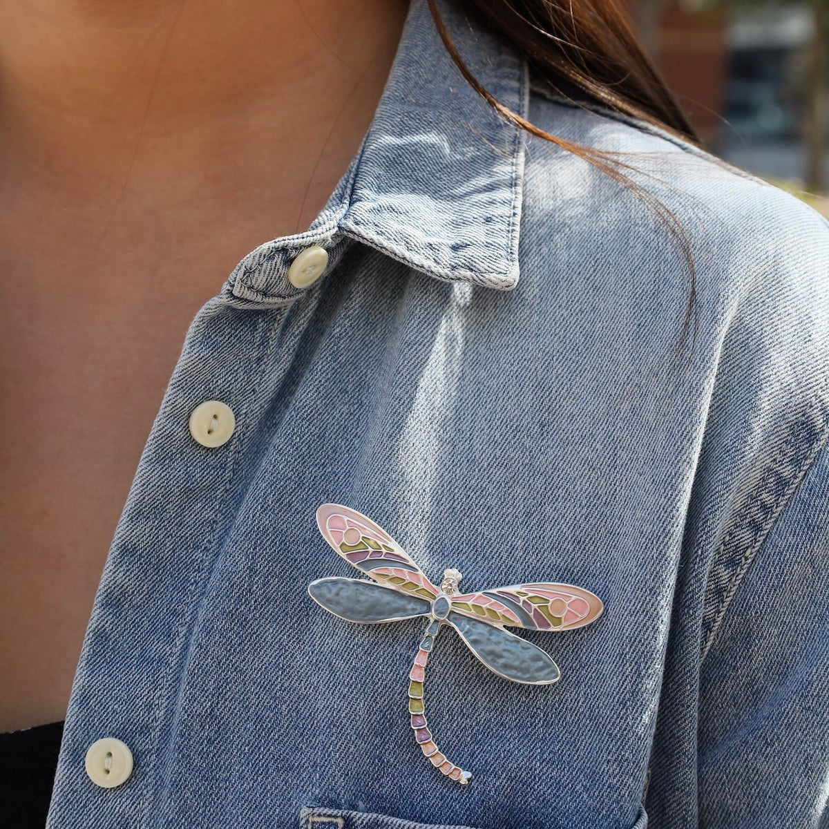 PIN-JM Peach Dragonfly Magnetic Brooch