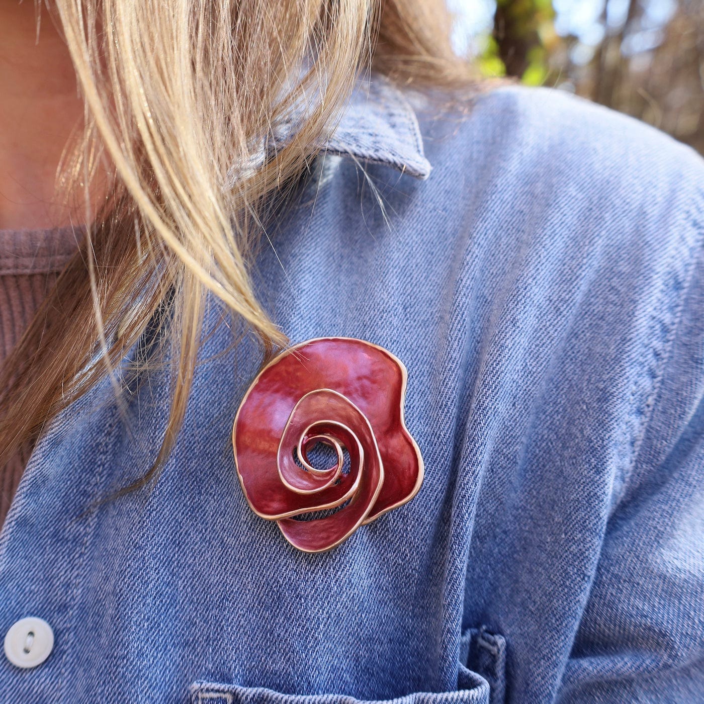 PIN-JM Red Flower Magnetic Brooch